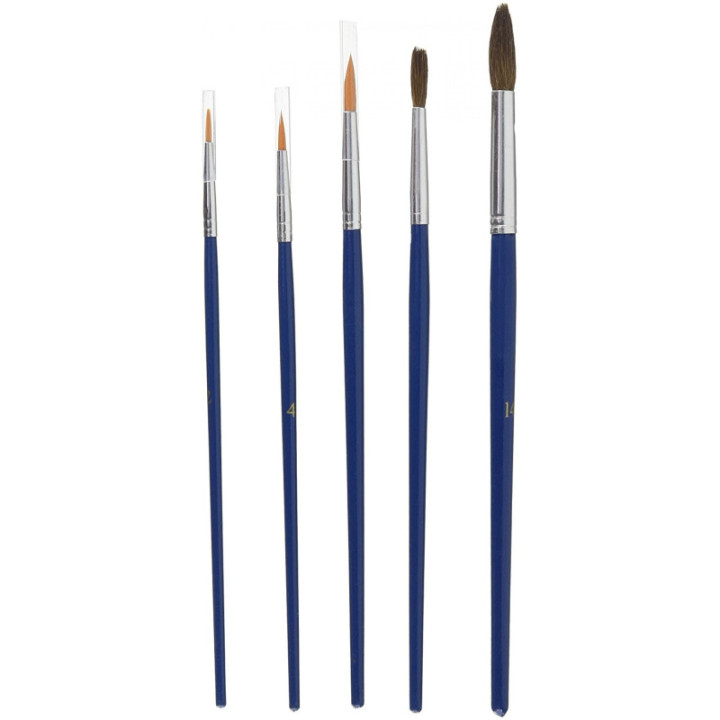 5 Pinceaux - Rond - Peinture aquarelle - Fibres synthétiques - Raphaël