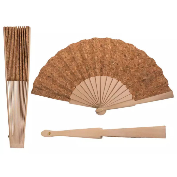 Eventail - Bois - Liège - Pliable - Accessoire déco et mode