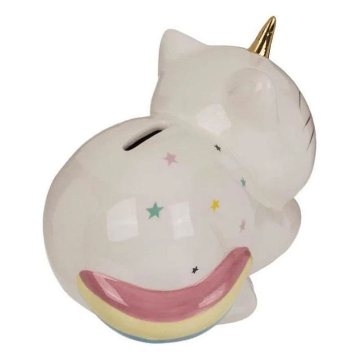 Tirelire - Chat - Licorne - Avec serrure - Céramique - 17x12 cm