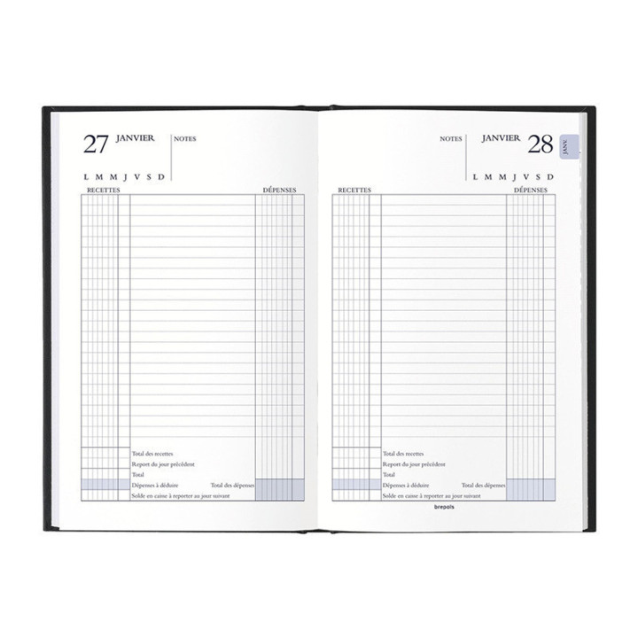 Perpétuel de caisse - Dépenses et recettes - 13x20,8cm - 1 page par jour - Brepols