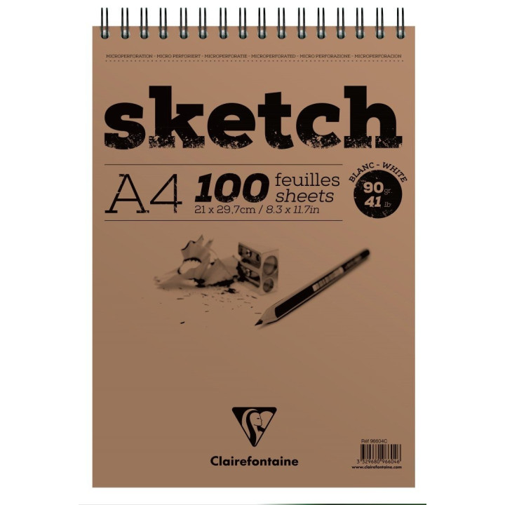 Bloc - Dessin - Croquis - A4 - Avec spirale - 100 feuilles - Sketch - Clairefontaine