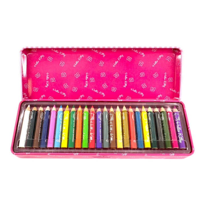 Mini crayons de couleur - 24 couleurs - Etui en métal - Hello Kitty