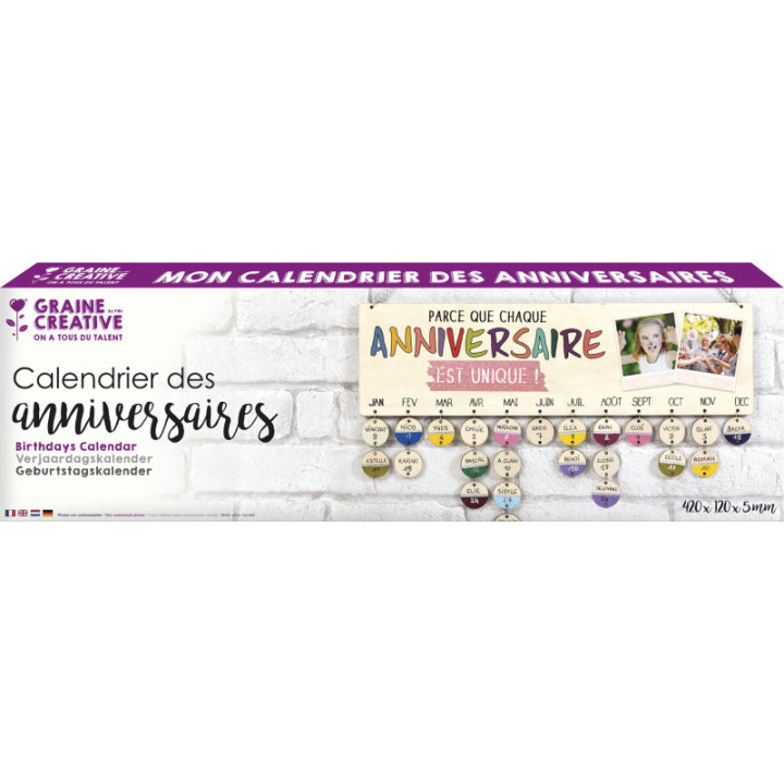 Calendrier des anniversaires - A personnaliser - En bois - Graine créative