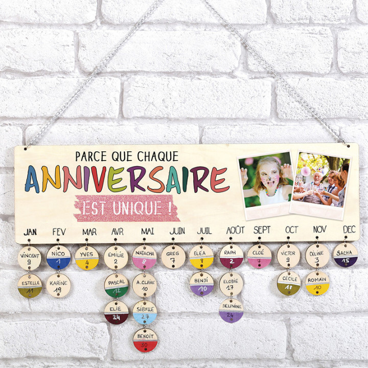 Calendrier des anniversaires - A personnaliser - En bois - Graine créative