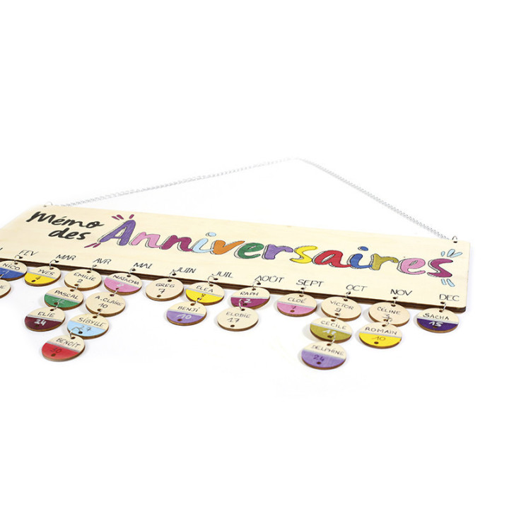 Calendrier des anniversaires - A personnaliser - En bois - Graine créative
