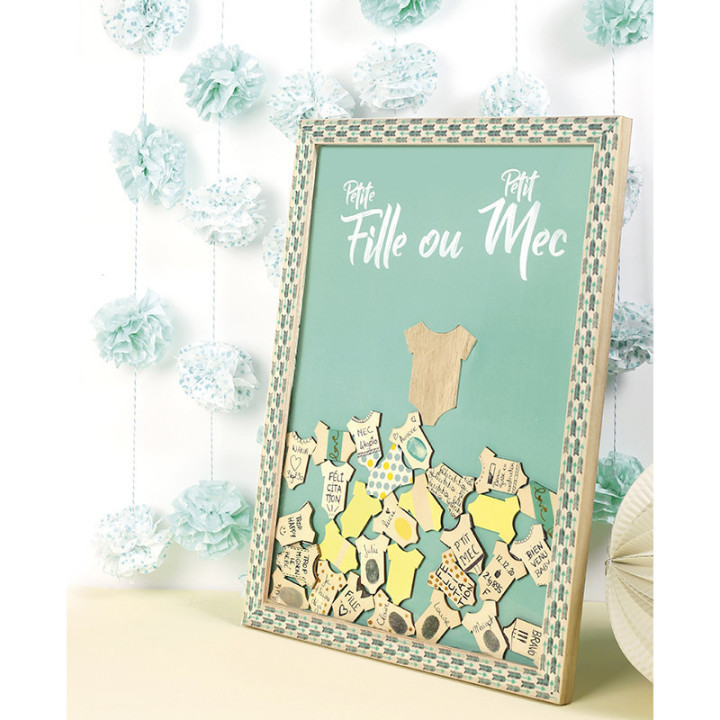 Cadre à messages - Baby shower - Naissance - En bois - Personnalisable - 42x30cm