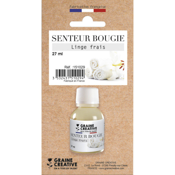 Parfum - Pour bougie à faire soi même - Senteur linge frais - 27ml