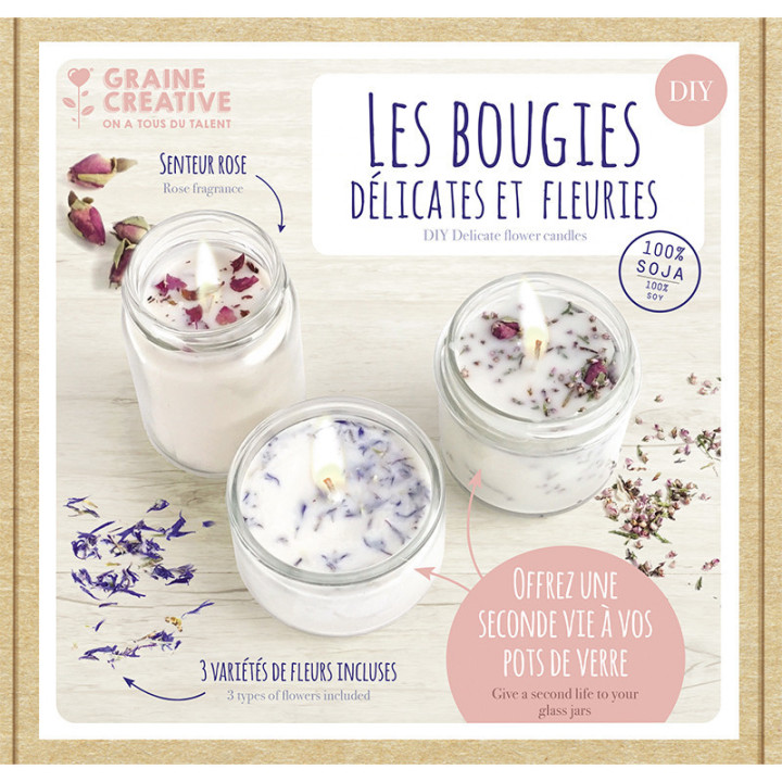 Kit créatif - Créer des bougies - Senteurs fleurs - 3 parfums - Graine créative
