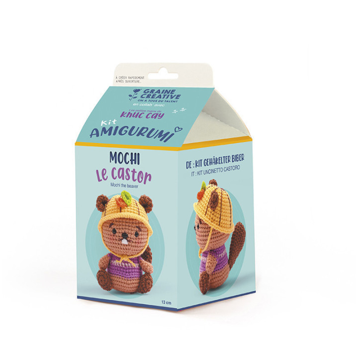 Kit créatif - Crée un amigurumi en crochet - Castor - Accessoires inclus