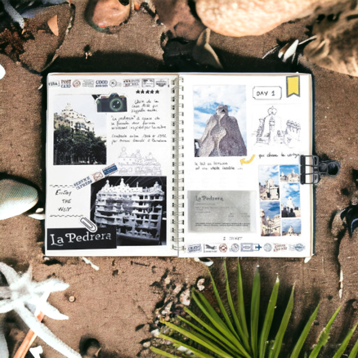 Carnet de voyages - A personnaliser - Stickers et onglets inclus - 14 x 20 cm - 60 pages
