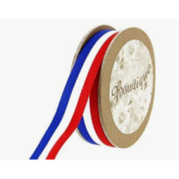 Ruban - Bleu blanc rouge - Drapeau français - Gris grain - 5m x 15mm