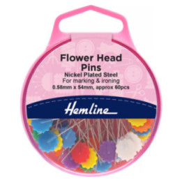 Epingles - Tête en forme de fleur - Assortiment de couleurs - Boîte de 60 unités