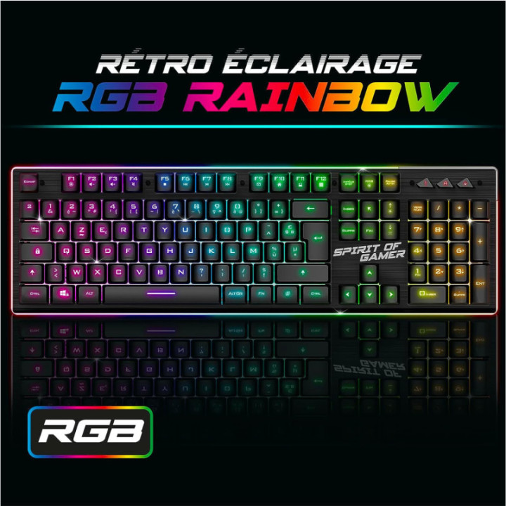 Clavier - Souris - Sans fil - Gaming - Rétroéclairage - LED - Spirit of Gamer - MK600
