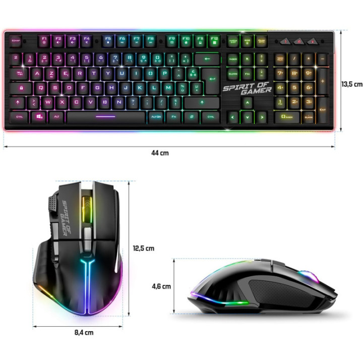 Clavier - Souris - Sans fil - Gaming - Rétroéclairage - LED - Spirit of Gamer - MK600