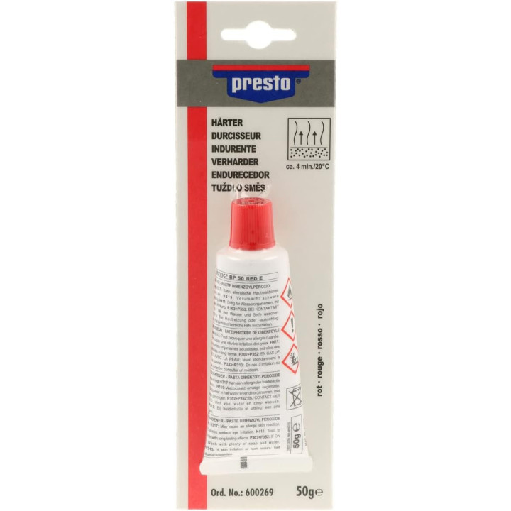 Durcisseur - Pour durcir mastic ou résine - Presto - Tube de 50g