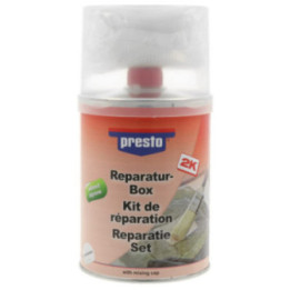 Kit pour réparation - Carrosserie - Surfaces abîmées - Mastic - Durcisseur - Tissus - Presto