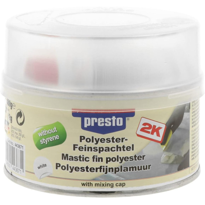 Mastic - Fin - Polyester - Sans styrène - Presto - Pot de 500g