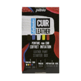Coffret initiation - Peinture pour cuir et simili - Setacolor Cuir - Pébéo - 5 pots + accessoires