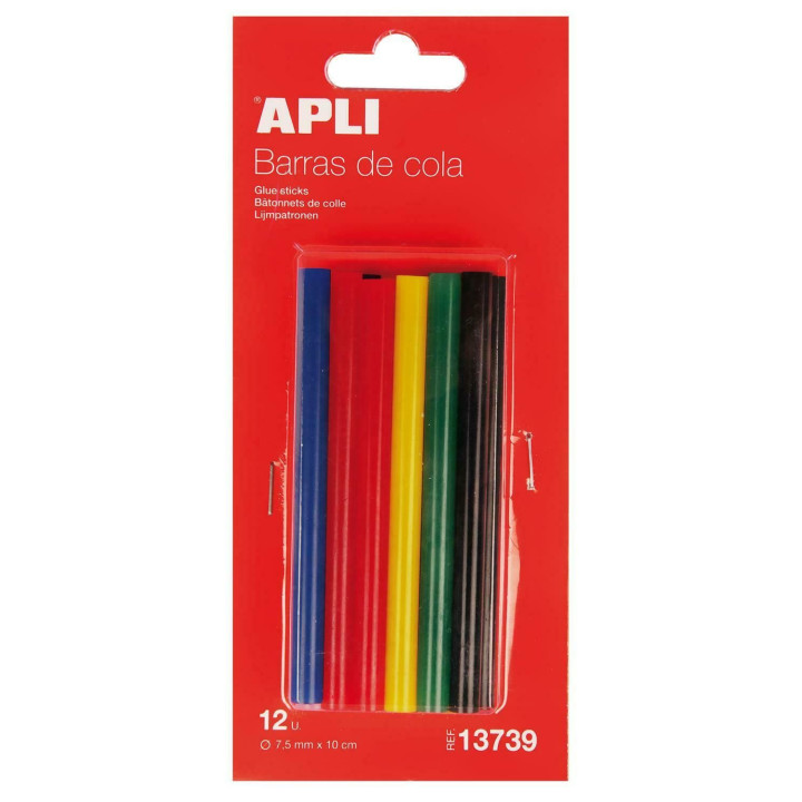 Bâtons de colle pour pistolet à colle - Recharge de colle colorée - 12 unités - Apli