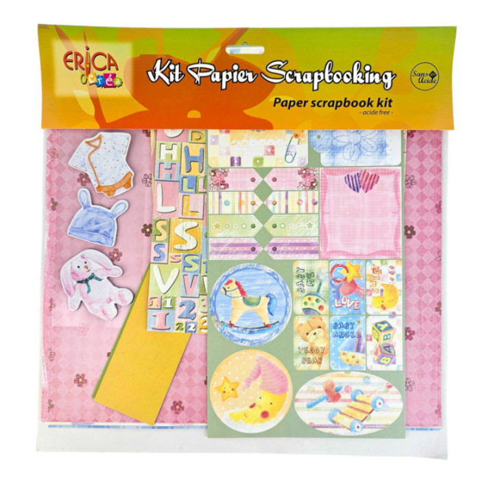 Kit scrapbooking - Papier - Bébé - Erica