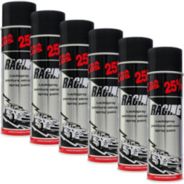 6 bombes de peinture - Carrosserie voiture - Racing - Noir mat - 500ml