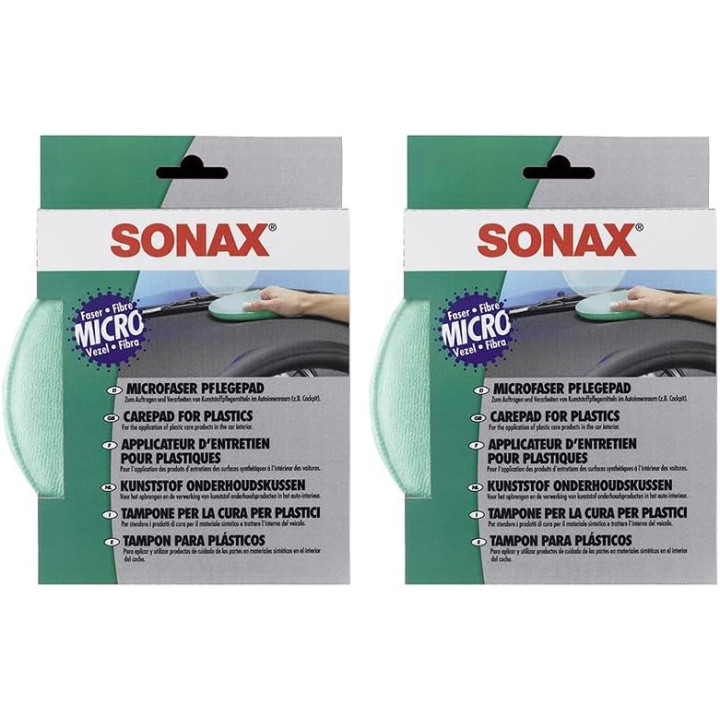 2 éponges - Microfibre - Pour nettoyer les plastiques - Intérieur - Auto - SONAX