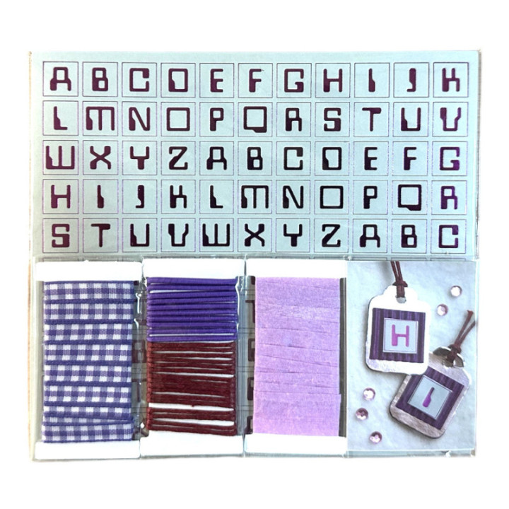 Etiquettes - Embellissements - Scrapbooking - Rubans - Violet et Argent