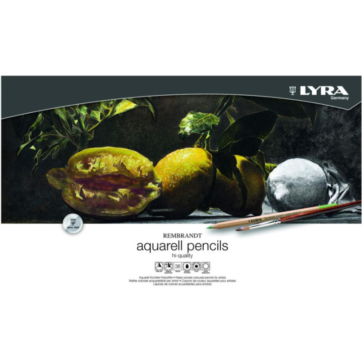Crayons de couleur - Aquarelle - Beaux-arts - Coffret métal - 36 pièces - Rembrandt - Lyra