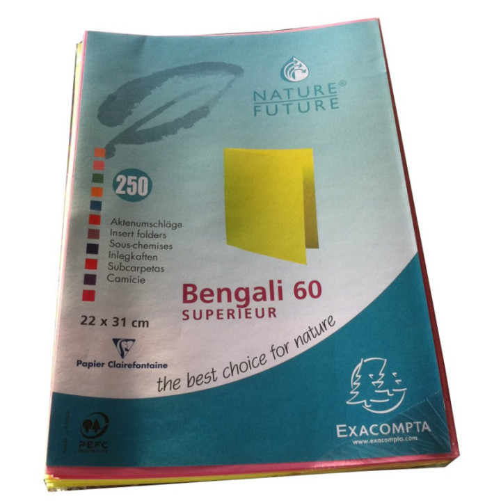Lot De 250 Sous-Chemises 60G 5 Teintes Pastel - Exacompta