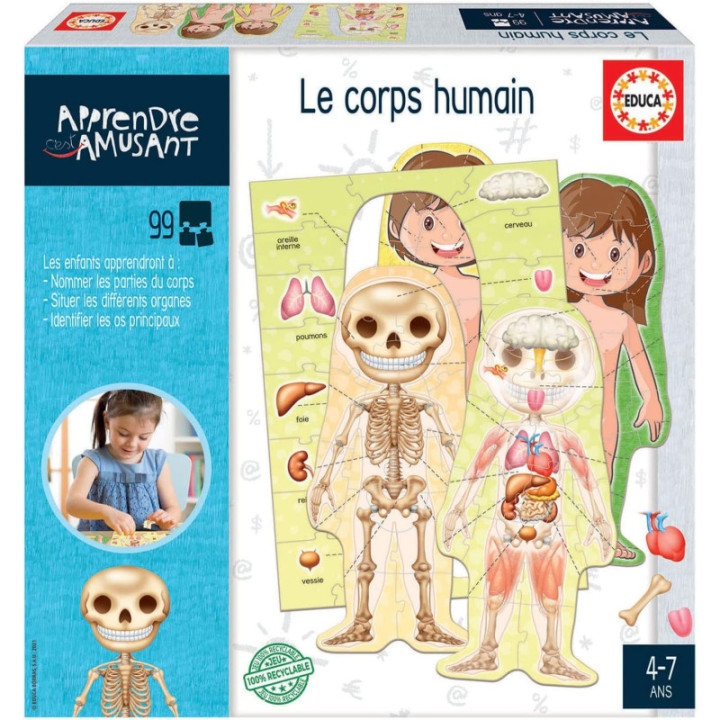 Jeu éducatif - Apprendre le corps humain en s'amusant - Pour enfant dès 4 ans - Educa