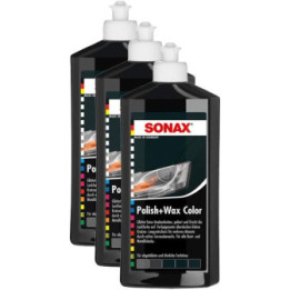 Polish + cire - SONAX - Couleur Noir - Carrosserie - Flacon 500ml - Lot de 3