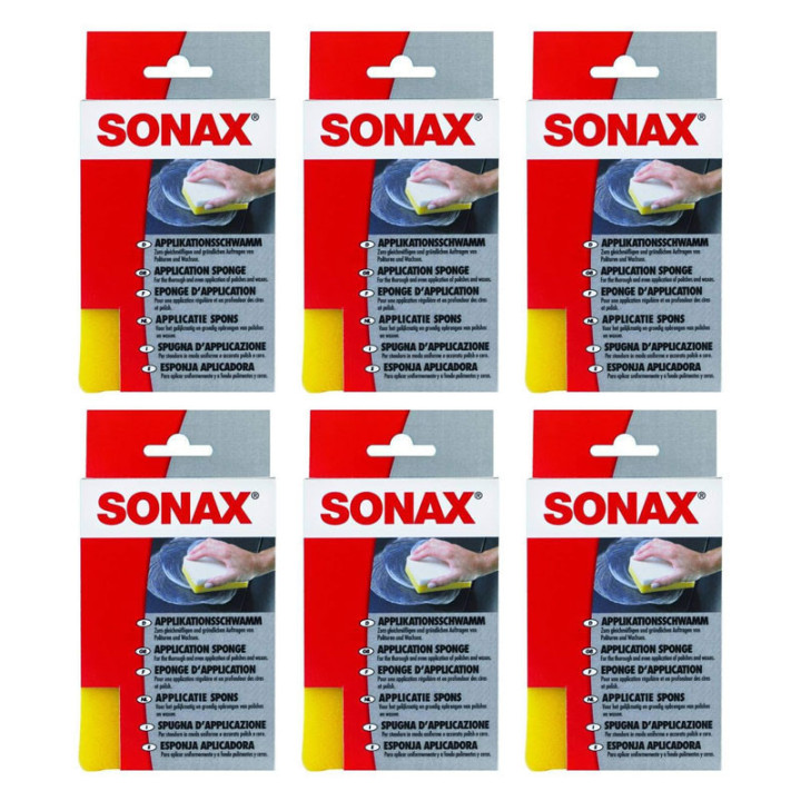 Lot de 6 éponges d'application - Polish et cire - Carrosserie de voiture - SONAX