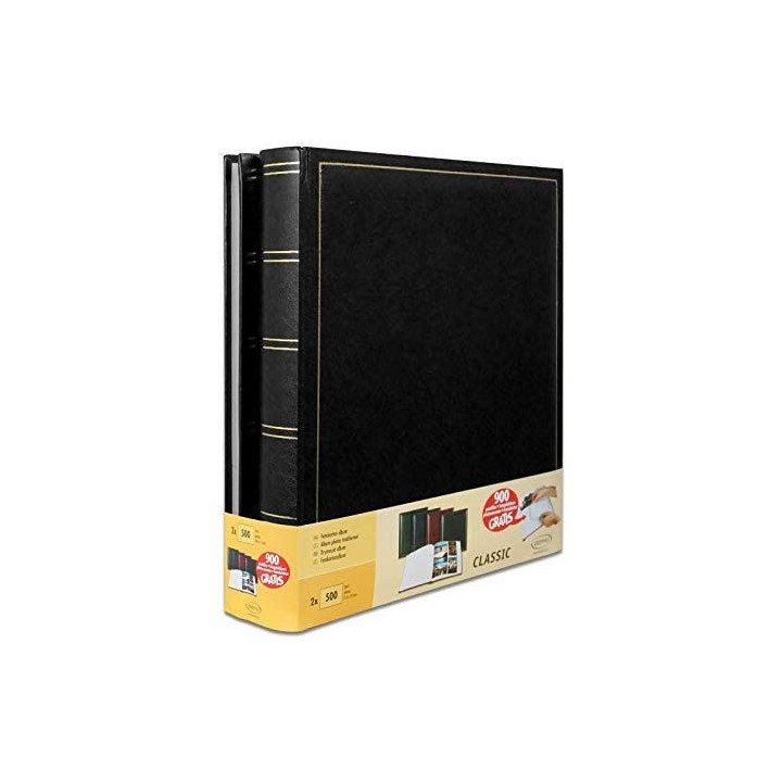 Albums photos - Noir - 100 pages - 500 photos 10x15cm - Imitation cuir - Lot de 2