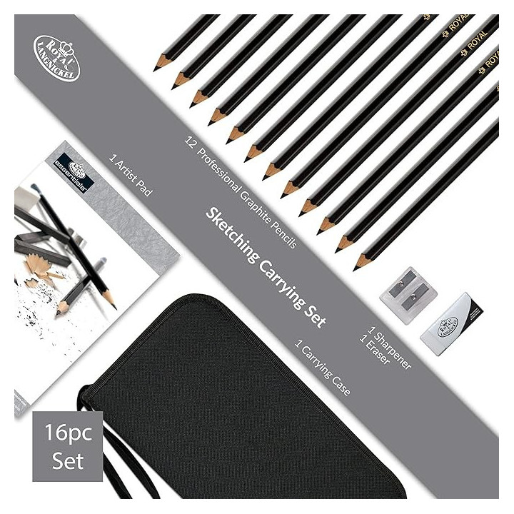 Pochette - 12 crayons graphite - Dessin et esquisse - Accessoires - Royal & Langnickel