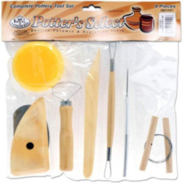 Kit - Accessoires pour poterie et sculpture - 8 pièces - Manche en bois