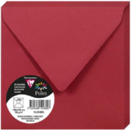 Enveloppes - Carré - 140x140mm - Pollen - Rouge groseille - 20 unités - Clairefontaine