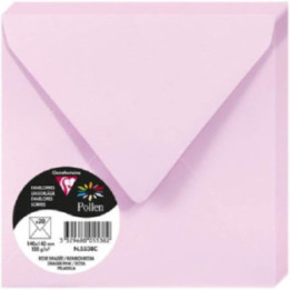 Enveloppes - Carré - 140x140mm - Pollen - Rose dragée - 20 unités - Clairefontaine