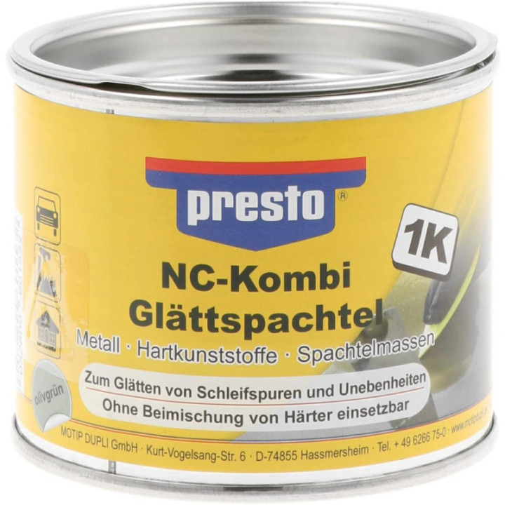Mastic de finition - Fin - Nitro-combi - Pour éraflures légères - Presto - Pot de 250g