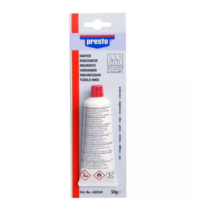 Durcisseur - Tous types de mastics polyester - Rouge - Tube 50g - Presto