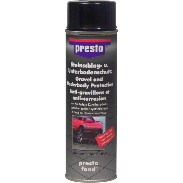 Bombe de peinture - Noir - Brillant - Anti-gravillons - Bas de caisse - Presto - 500ml