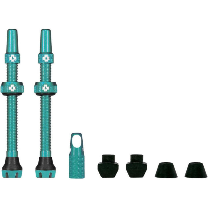 Valves pour pneu sans chambre à air - Paire de 2 - Alu - 80mm - Turquoise - Muc-Off