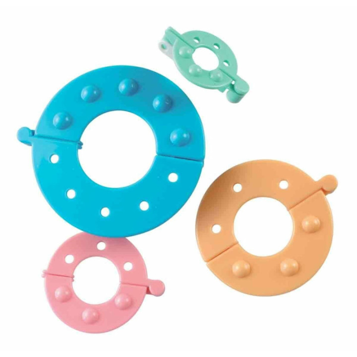 Outils pour fabriquer des pompons - Laine - Lot de 4 ronds - Assortiment