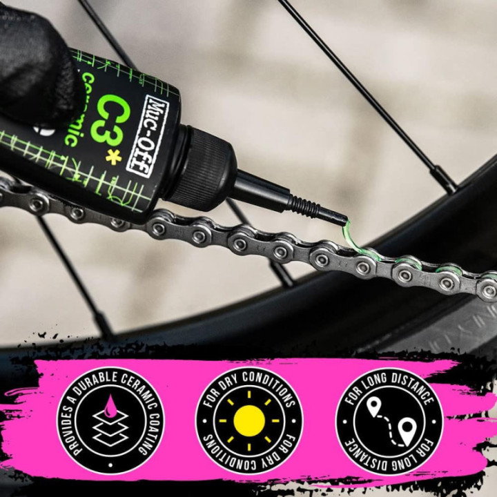 Lubrifiant pour chaînes de vélo - Temps sec - C3 Ceramic Dry Lube - Muc-Off - 50ml