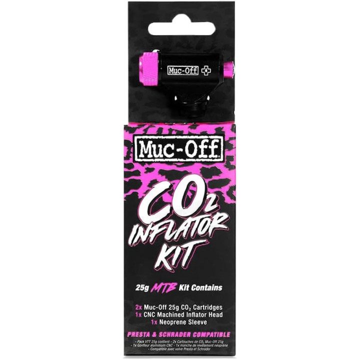 Kit de gonflage - Pneu de vélo MTB - Réparation - 2 cartouches - Tête - Manchon - Muc-Off