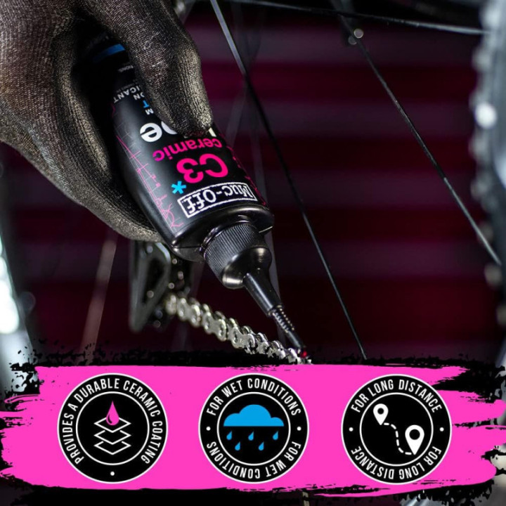 Lubrifiant pour chaînes de vélo - Temps humide - C3 Ceramic Wet Lube - Muc-Off