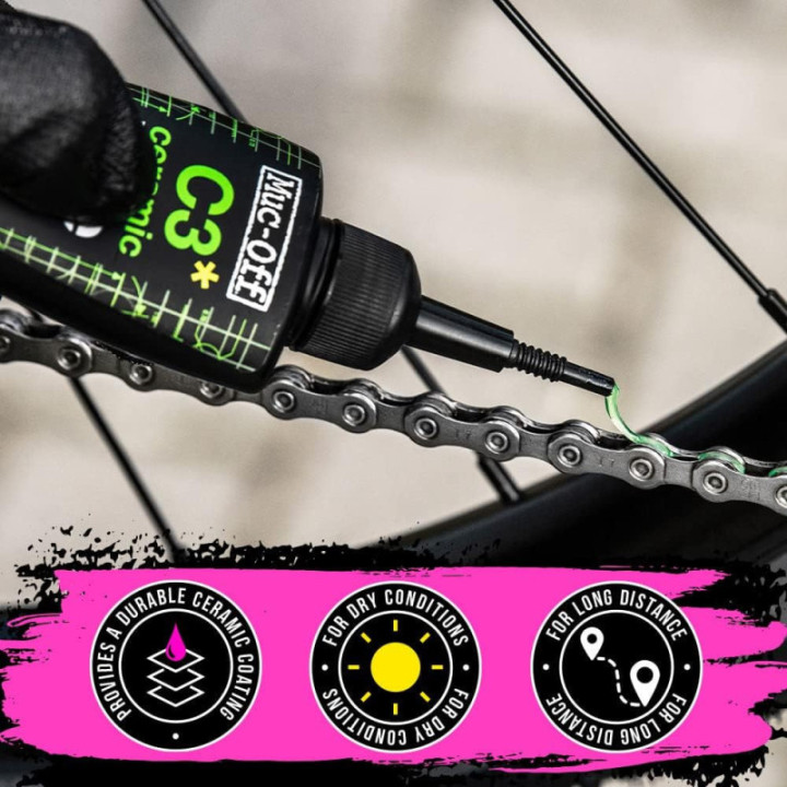 Lubrifiant pour chaînes de vélo - Temps sec - C3 Ceramic Dry Lube - Muc-Off