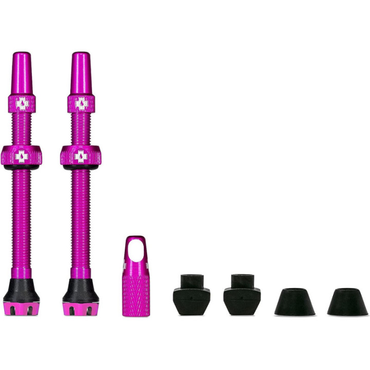 Valves pour pneu sans chambre à air - Paire de 2 - Alu - 44mm - Rose - Muc-Off