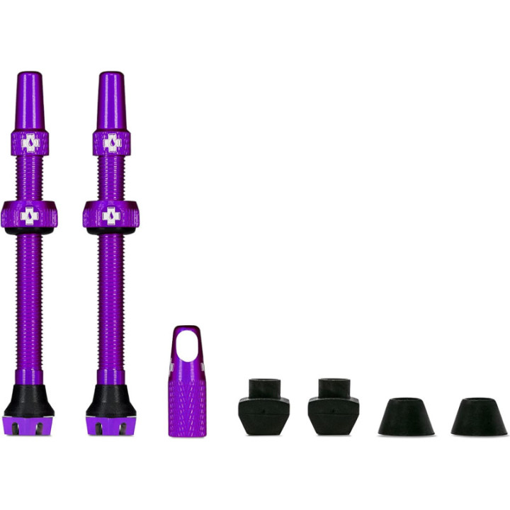 Valves pour pneu sans chambre à air - Paire de 2 - Alu - 44mm - Violet - Muc-Off