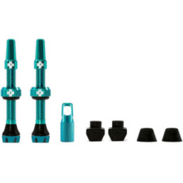 Valves pour pneu sans chambre à air - Paire de 2 - Alu - 44mm - Turquoise - Muc-Off