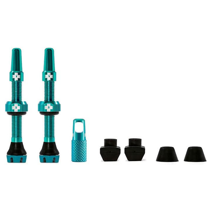 Valves pour pneu sans chambre à air - Paire de 2 - Alu - 44mm - Turquoise - Muc-Off